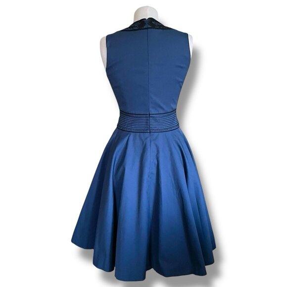 Badgley Mischka Womens Dress Sz 2 Black Black Embroidery Soutache Fit & Flare - Picture 8 of 11